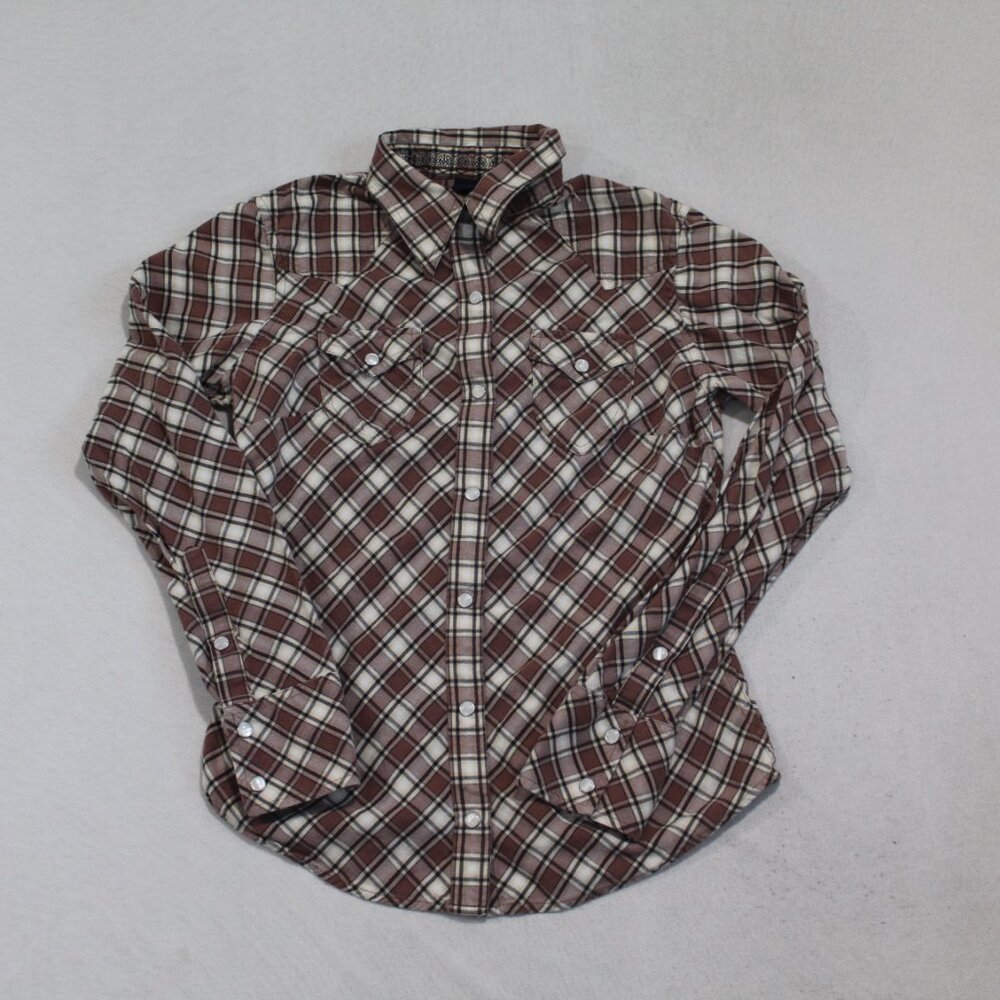 GAP Plaid Button Down Shirt - Brown and White